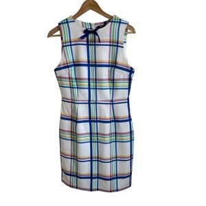SHEIN White Plaid Sleeveless Sheath Dress Summer Career Casual‎ Party small